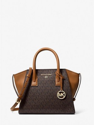 Bolsa Satchel Michael Kors Avril Small Logo Marrom | 180275-CVB