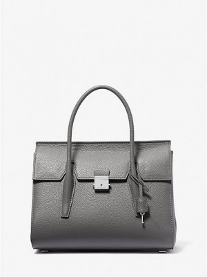 Bolsa Satchel Michael Kors Campbell Medium Pebbled Couro Cinzentas | 435960-AJU