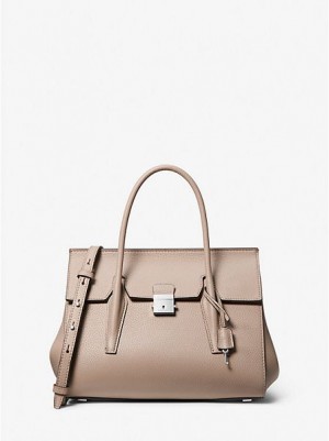 Bolsa Satchel Michael Kors Campbell Medium Pebbled Couro Cinzentas Marrom | 946703-RAO