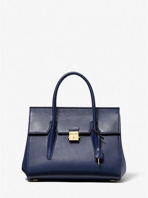 Bolsa Satchel Michael Kors Campbell Medium Couro Azul Marinho | 817950-BQP