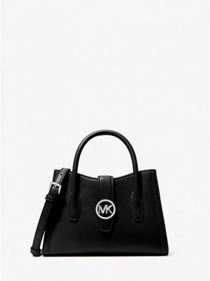 Bolsa Satchel Michael Kors Gabby Small Faux Couro Pretas | 351074-XMJ