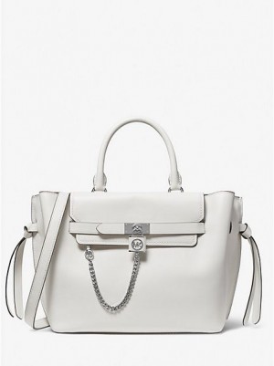 Bolsa Satchel Michael Kors Hamilton Legacy Large Couro Belted Branco | 839214-OAE