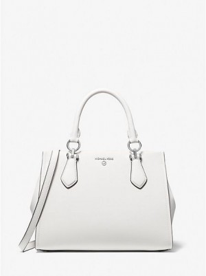 Bolsa Satchel Michael Kors Marilyn Medium Saffiano Couro Branco | 140635-WZU