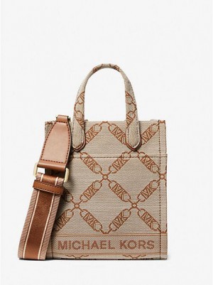 Bolsas Crossbody Michael Kors Gigi Extra-small Empire Logo Jacquard Bege | 519640-VRQ