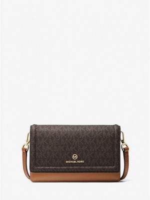 Bolsas Crossbody Michael Kors Jet Set Small Logo Smartphone Convertible Marrom | 095827-MWY