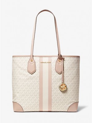 Bolsas Tote Michael Kors Eva Large Logo Stripe Luz Amarelas Rosa | 384176-OVE