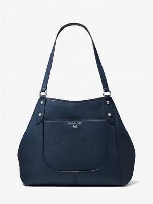 Bolsas Tote Michael Kors Molly Large Pebbled Couro Azul Marinho | 259801-UTK