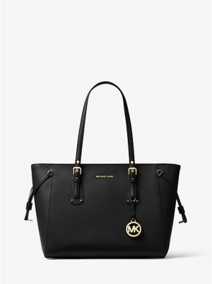 Bolsas Tote Michael Kors Voyager Medium Crossgrain Couro Pretas | 716432-NVZ