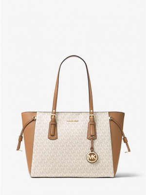 Bolsas Tote Michael Kors Voyager Medium Logo Luz Amarelas | 182539-YCW