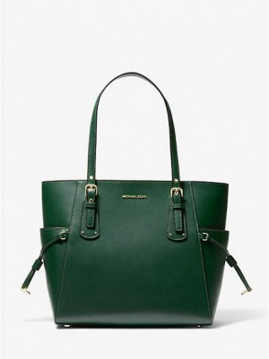 Bolsas Tote Michael Kors Voyager Small Crossgrain Couro Verdes | 742095-HIT