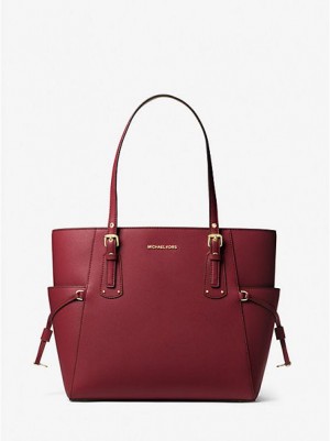 Bolsas Tote Michael Kors Voyager Small Crossgrain Couro Bordeaux | 453962-KXP