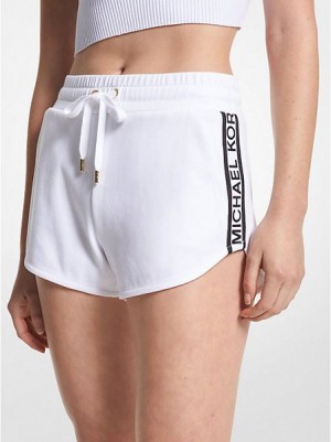 Calções Michael Kors Logo Tape Algodão Blend Atletismo Branco | 489601-SFY