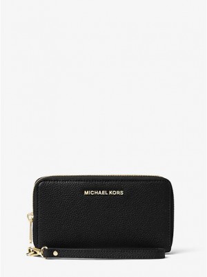 Carteiras Michael Kors Large Couro Smartphone Pretas | 984316-WXR