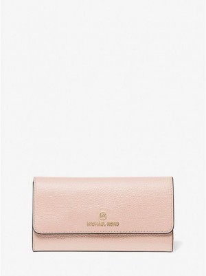 Carteiras Michael Kors Large Pebbled Couro Tri-fold Rosa | 043527-NEA