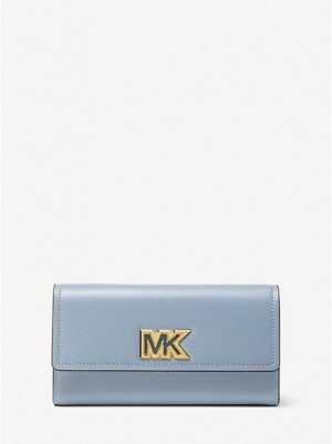 Carteiras Michael Kors Mimi Large Saffiano Couro Bi-fold Azuis | 950472-NDM