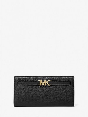 Carteiras Michael Kors Reed Large Pebbled Couro Pretas | 692407-TUQ