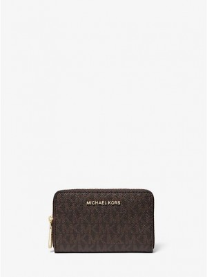 Carteiras Michael Kors Small Logo And Couro Marrom | 269874-XLG