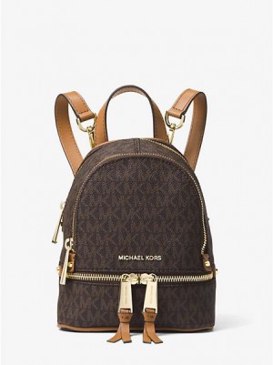 Mochila Michael Kors Rhea Mini Logo Marrom | 062183-TRI