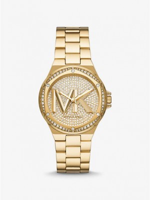 Relógios Michael Kors Lennox Pave Logo Douradas | 802361-BKH