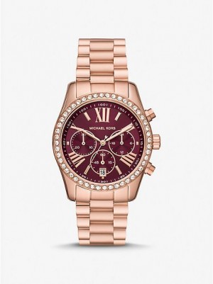 Relógios Michael Kors Lexington Pave Rosa Douradas | 398721-VPE