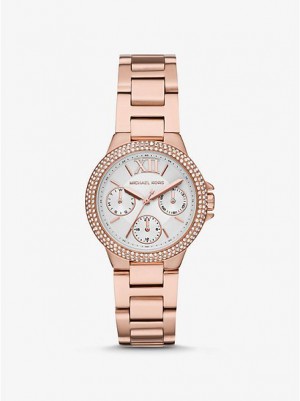 Relógios Michael Kors Mini Camille Pave Rosa Douradas | 506938-XVT