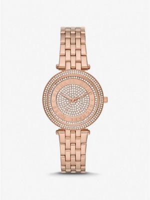 Relógios Michael Kors Mini Darci Pave Rosa Douradas | 190436-RZT