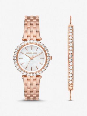 Relógios Michael Kors Mini Darci Pave Rosa Douradas | 846725-QYJ