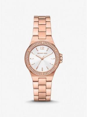 Relógios Michael Kors Mini Lennox Pave Rosa Douradas | 497201-ORV