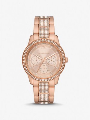 Relógios Michael Kors Oversized Tibby Pave Rosa Douradas | 850719-CER