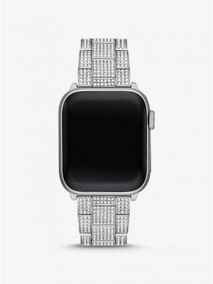 Relógios Michael Kors Pave Alças For Apple Prateadas | 542713-TCN