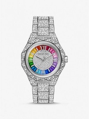 Relógios Michael Kors Pride Limited-edition Oversized Raquel Rainbow Pave Prateadas | 407625-RHE