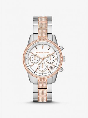 Relógios Michael Kors Ritz Pave Prateadas Rosa | 042365-AXD