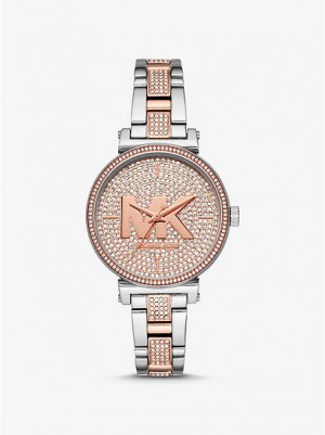 Relógios Michael Kors Sofie Pave Logo Prateadas Rosa | 248609-JDR