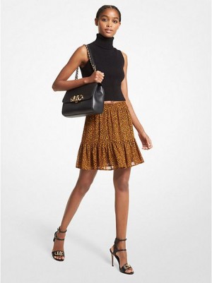 Saias Michael Kors Leopard Print Georgette Ruffled Amarelas Douradas | 761209-PSJ