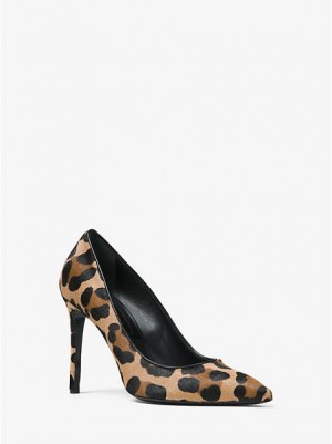 Saltos Michael Kors Gretel Leopard Calf Hair Pretas Marrom | 086973-BPX