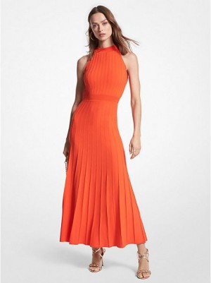 Vestidos Michael Kors Com Nervuras Stretch Knit Halter Laranja | 017248-TKS