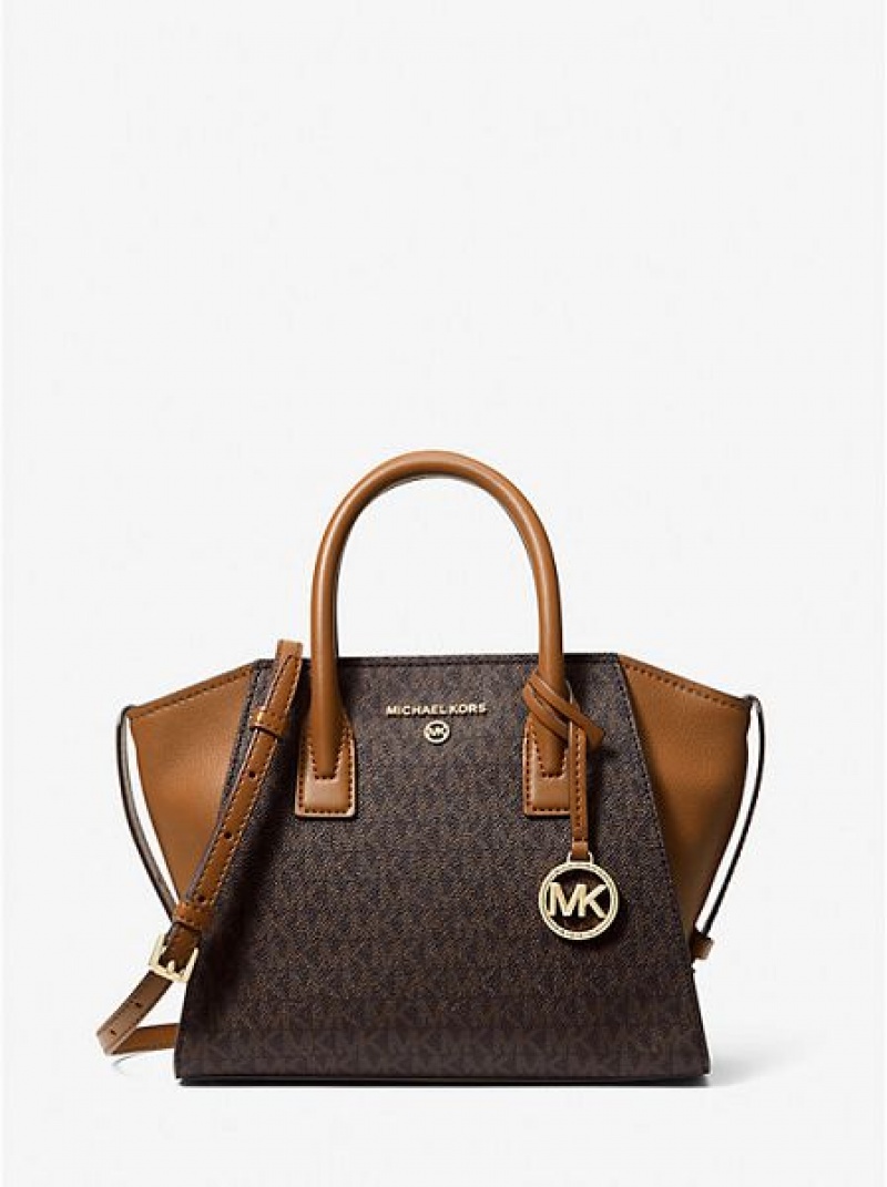 Bolsa Satchel Michael Kors Avril Small Logo Marrom | 369854-JTL