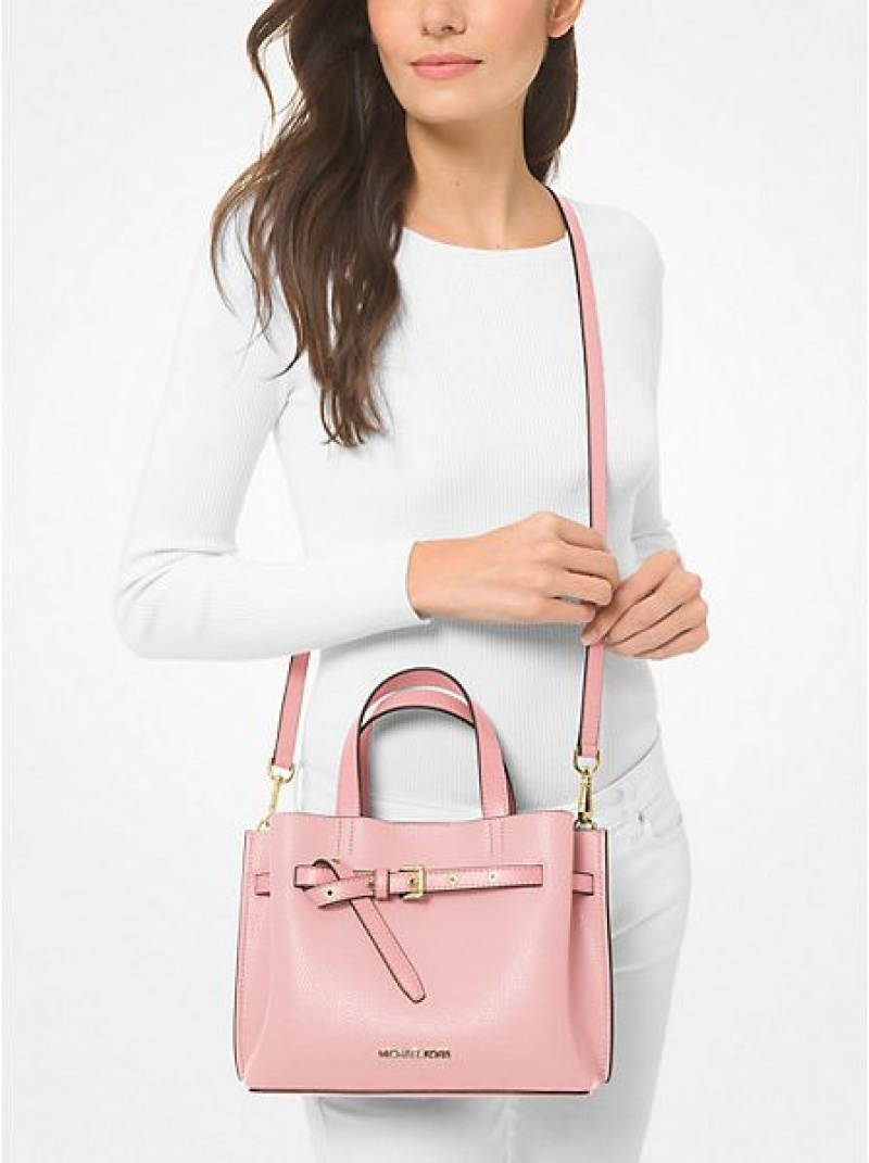 Bolsa Satchel Michael Kors Emilia Small Pebbled Couro Rosa | 327405-YJK