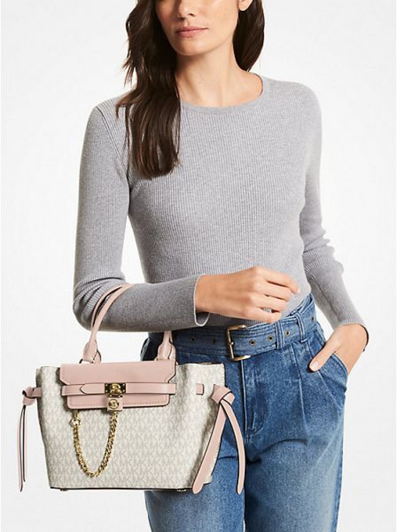 Bolsa Satchel Michael Kors Hamilton Legacy Small Logo Belted Luz Amarelas Rosa | 621508-MCI