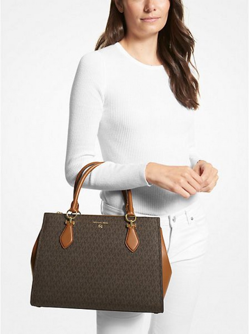 Bolsa Satchel Michael Kors Marilyn Large Logo Marrom | 894167-IGS