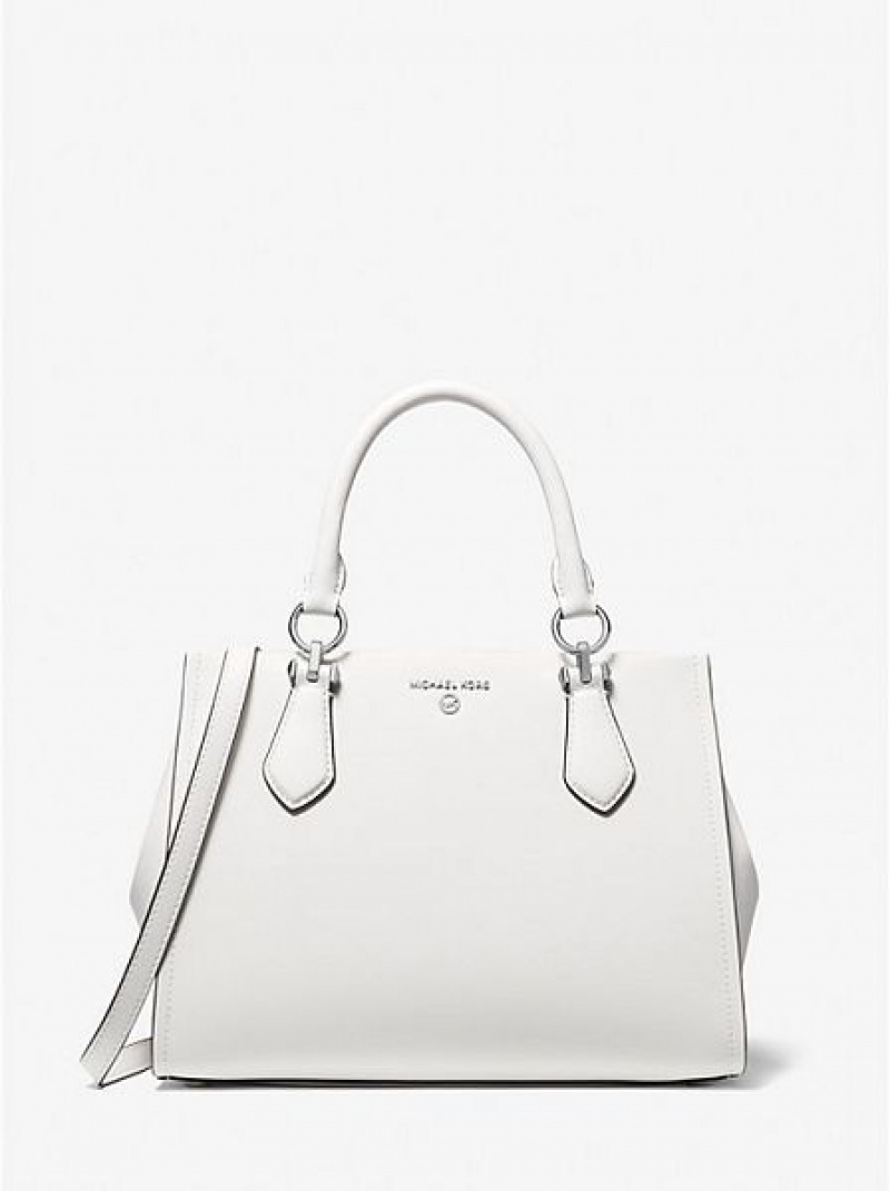 Bolsa Satchel Michael Kors Marilyn Medium Saffiano Couro Branco | 140635-WZU