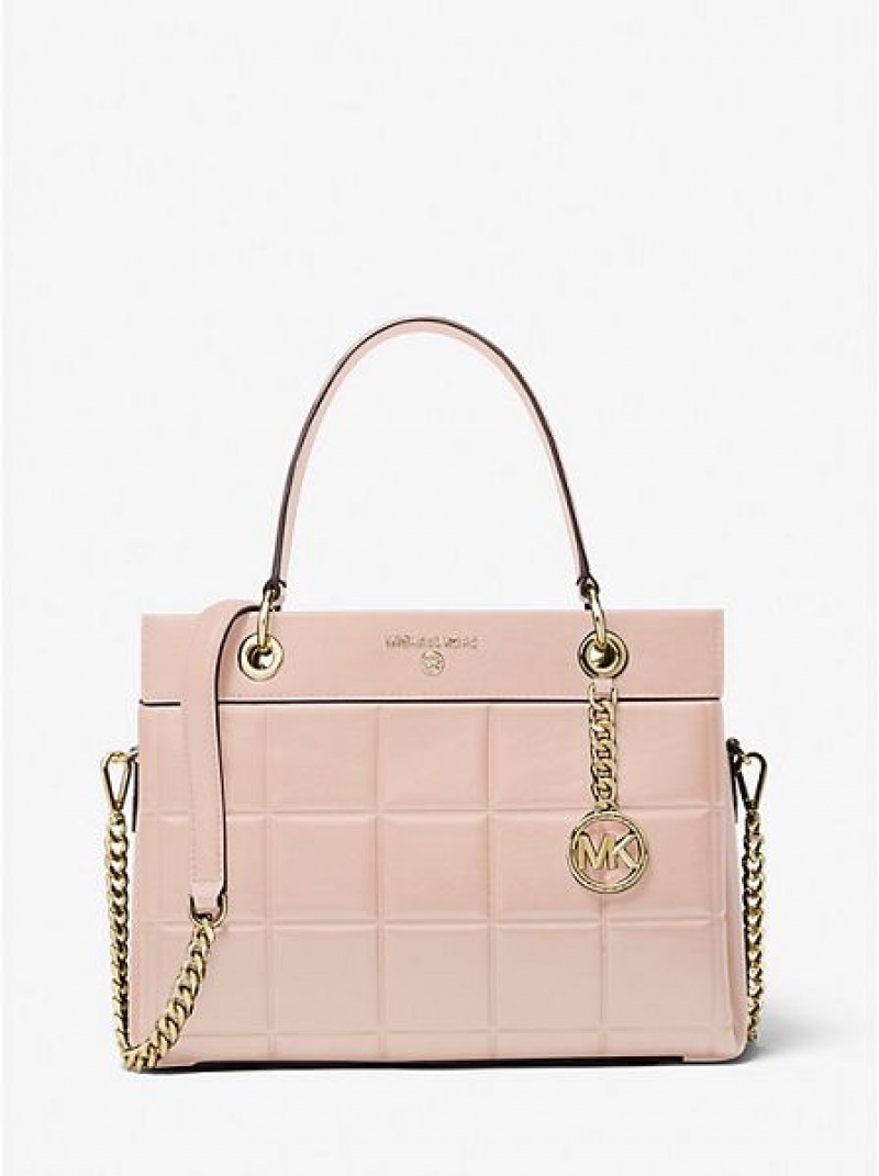 Bolsa Satchel Michael Kors Susan Medium Acolchoado Couro Rosa | 802765-SKG