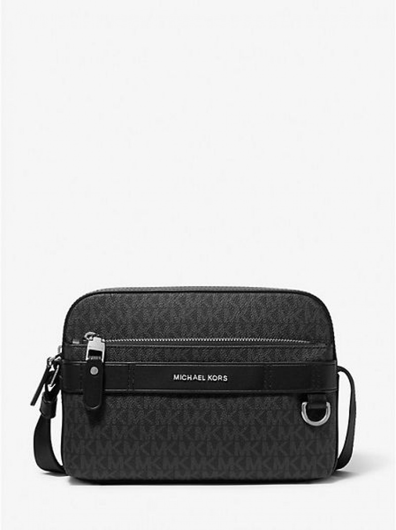 Bolsas Crossbody Michael Kors Hudson Logo Utility Pretas | 251760-HKQ