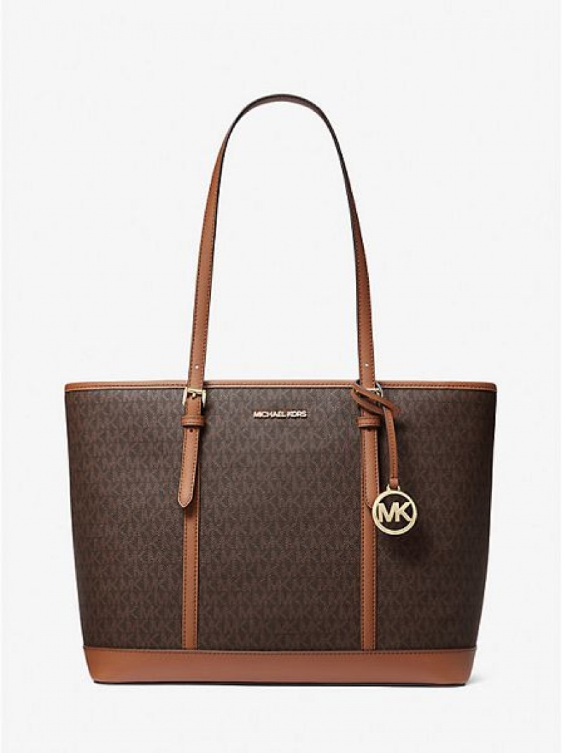 Bolsas Tote Michael Kors Jet Set Travel Large Logo Marrom | 621978-RZH