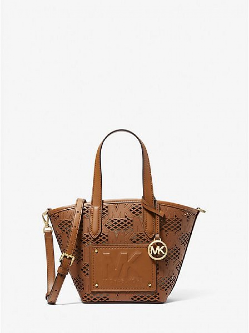 Bolsas Tote Michael Kors Kimber Small 2-in-1 Perforated And Embossed Faux Couro Marrom | 584319-HUD