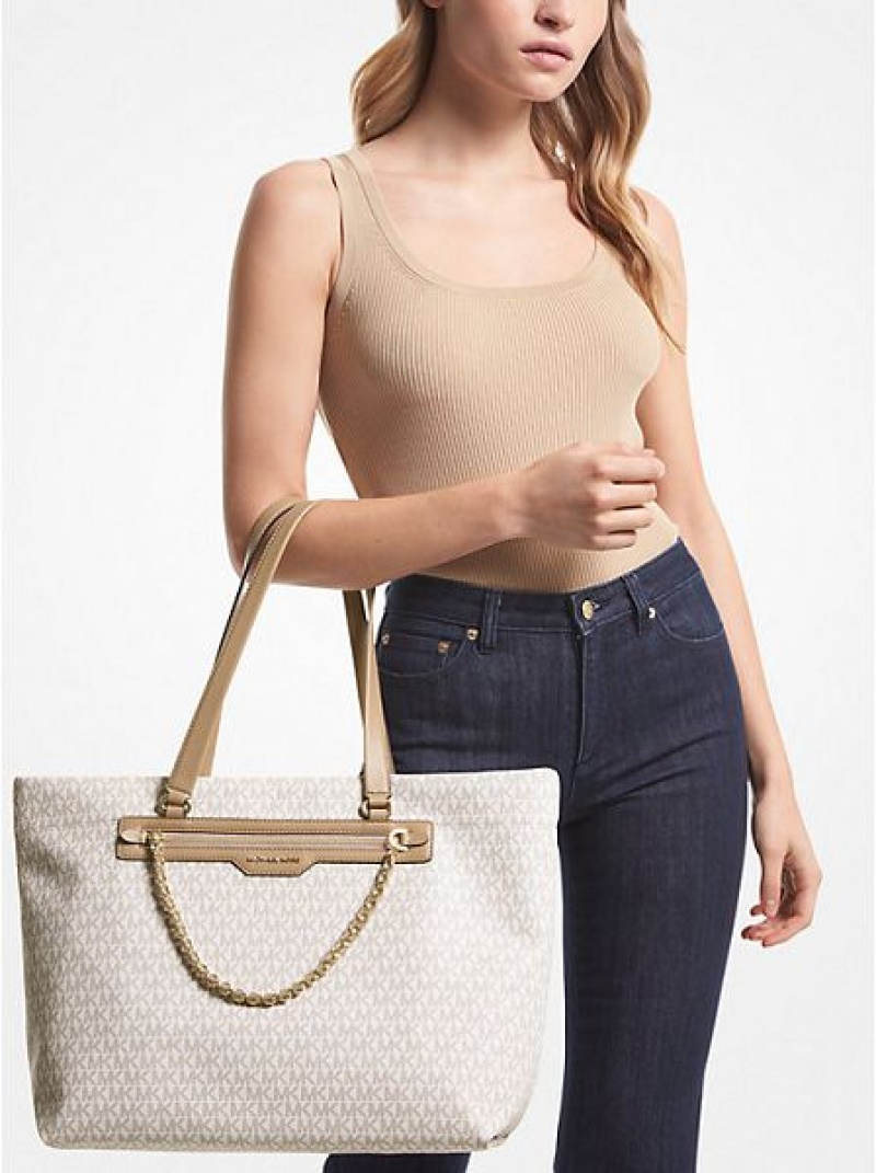 Bolsas Tote Michael Kors Slater Large Logo Marrom | 503261-JDY