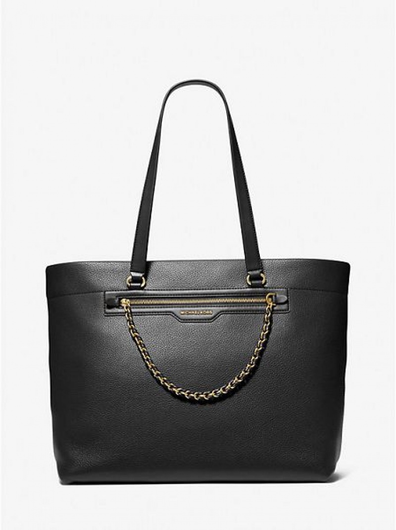 Bolsas Tote Michael Kors Slater Large Pebbled Couro Pretas | 032741-IGZ