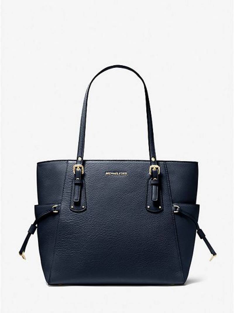 Bolsas Tote Michael Kors Voyager Small Pebbled Couro Azul Marinho | 486972-RQN