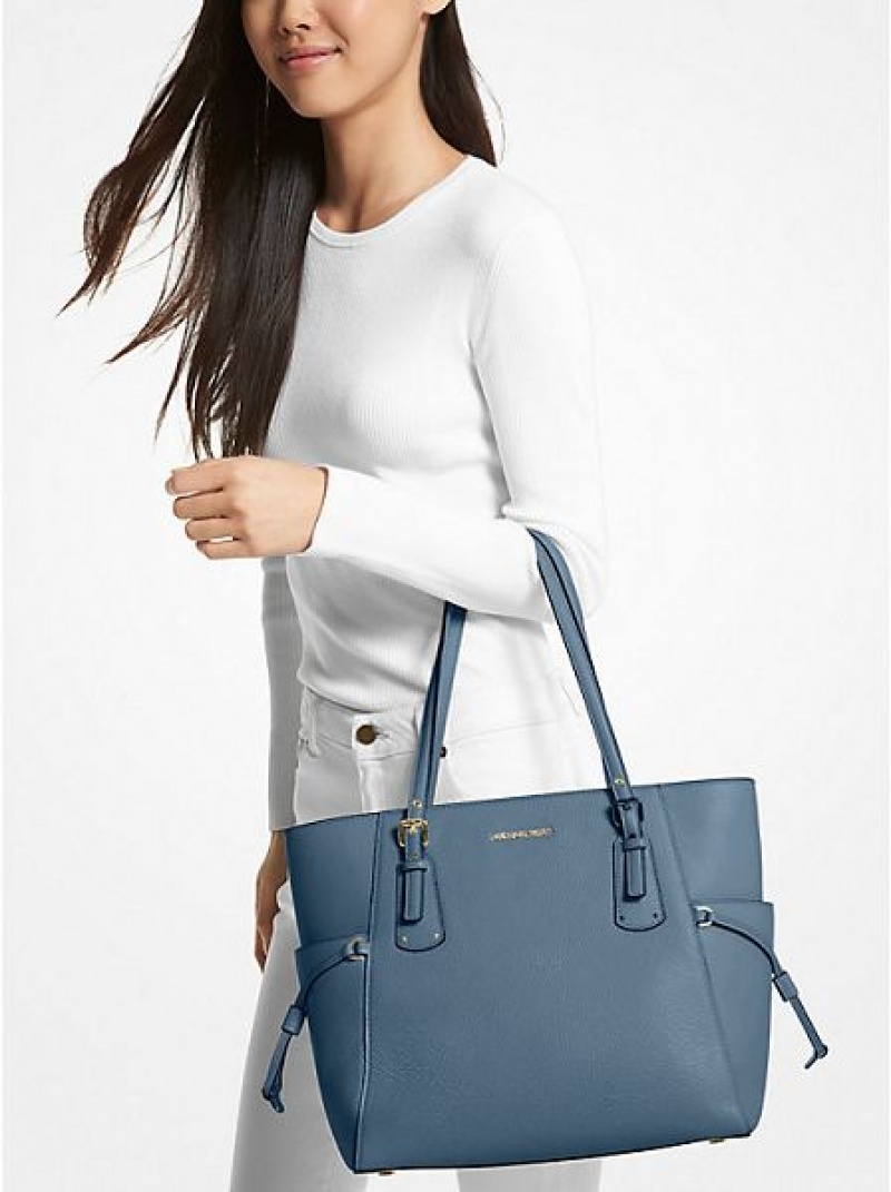 Bolsas Tote Michael Kors Voyager Small Pebbled Couro Azuis | 429780-YAP