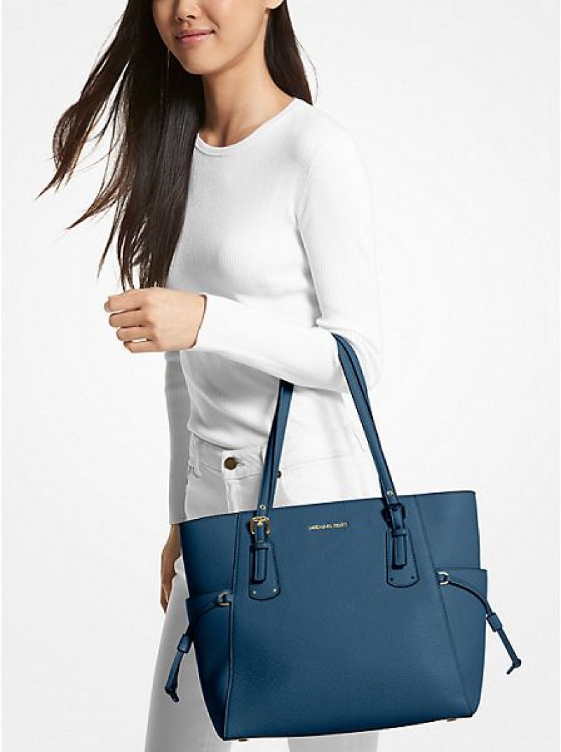 Bolsas Tote Michael Kors Voyager Small Pebbled Couro Azuis | 198327-YIB